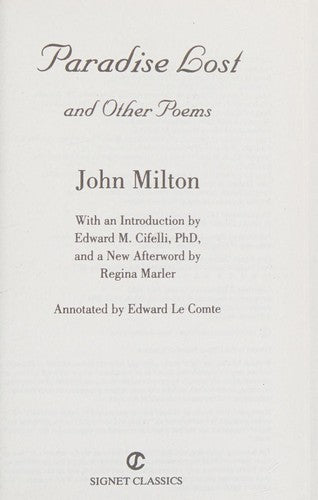 Paradise Lost and Other Poems Cover