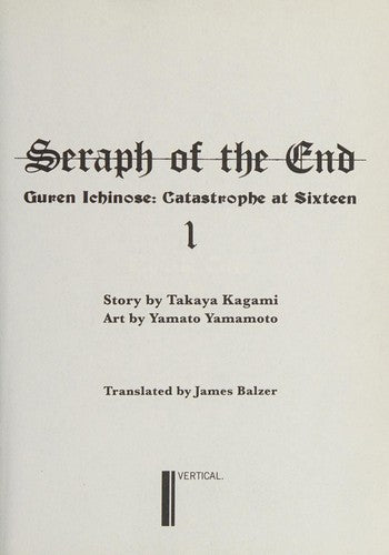Seraph of the End, 1 (novel) Cover